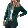 thumbnail image 1 of Meichang Long Sleeve Blazer for Women Leather Lapel Open Front Blazer Lightweight Single Breasted Overcoat Solid Color Outwear, 1 of 8
