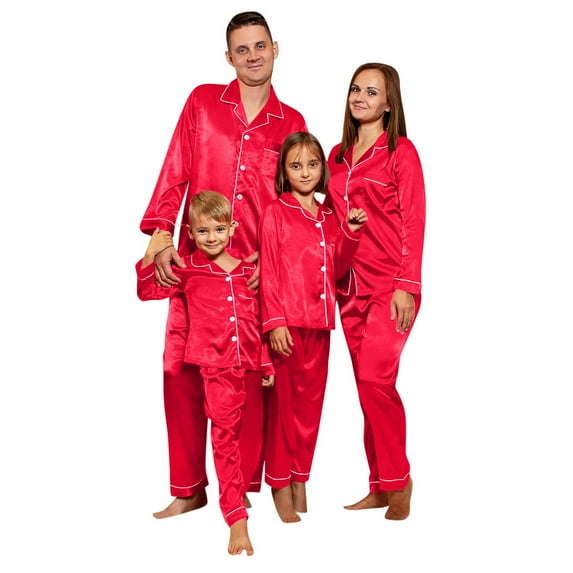 Meichang Matching Christmas Pajamas for Couples Silk Satin Pajamas 2 Piece Outfits Button Down Sleepwear Long Sleeve Top Pant Sets Comfy Loungewear Matching Sets