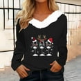 thumbnail image 1 of Meichang Merry Christmas Shirt for Women Classic Christmas Wine Glass Graphic T Shirts Faux Fur Trim V Neck Pullover Long Sleeve Loose Fit Holiday Tops, 1 of 4