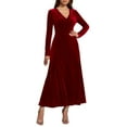 thumbnail image 1 of Meichang Mother Of The Bride Dresses for Wedding V Neck Velvet Dress Long Sleeve A-Line Wedding Guest Dresses formal Evening Party Cocktail Gown Flowy Ball Maxi Dresses, 1 of 5
