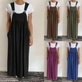 thumbnail image 1 of Meichang Overall Dress for Women Summer Loose Pleated Adjustable Straps Maxi Dress with Pockets Casual Jumper Dresses, 1 of 7