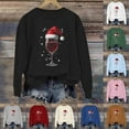 thumbnail image 1 of Meichang Oversized Christmas Sweatshirts for Women Crewneck Long Sleeve Wine Glass Graphic Print Fleece Pullover Xmas Holiday Tops, 1 of 4