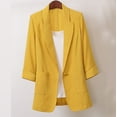 thumbnail image 1 of Meichang Oversized Linen Blazers for Women Solid Lapel Formal Suit Elegant Long Sleeve Jacket Button Work Office Cardigan, 1 of 5
