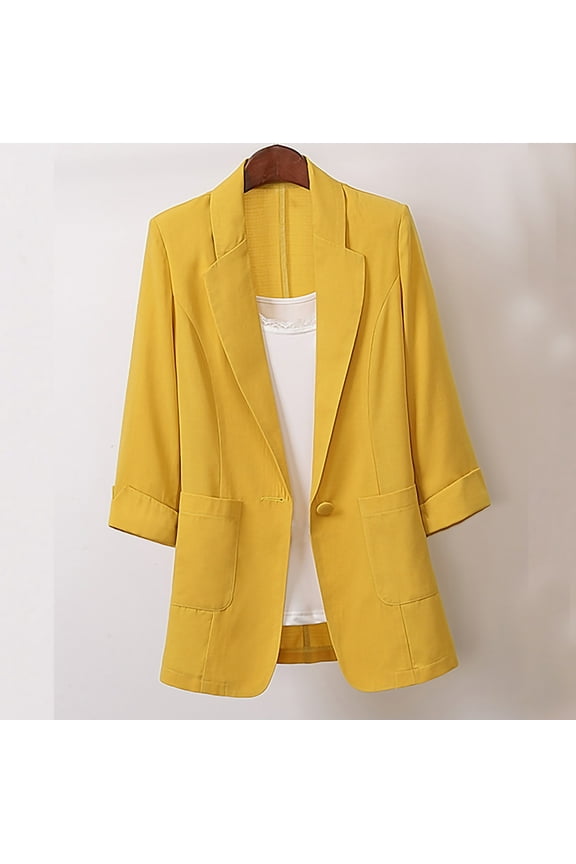 Oversized Linen Blazers for Women Solid Lapel Formal Suit Elegant Long Sleeve Jacket Button Work Office Cardigan