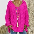 thumbnail image 1 of Meichang Oversized Sweaters for Women Chunky Cable Knit Pullover Hooded Sweaters V Neck Long Sleeve Loose Hoodies Sweaters for Women Hot Pink XXXL, 1 of 8