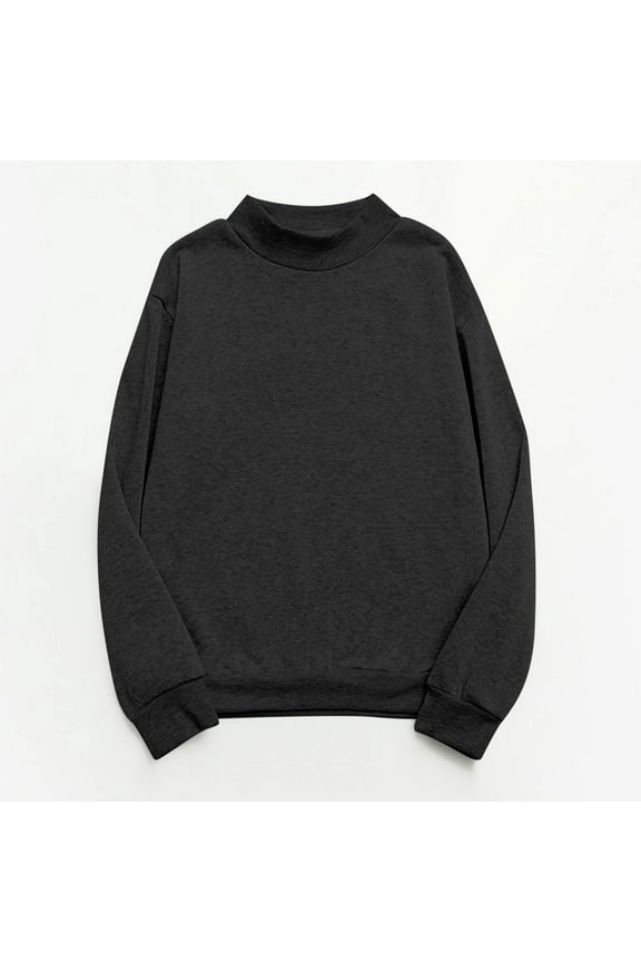 Oversized Sweatshirt for Women Mock Neck Drop Shoulder Long Sleeve Pullover Basic Solid Loose Fit Casual Fall Sweatshirt