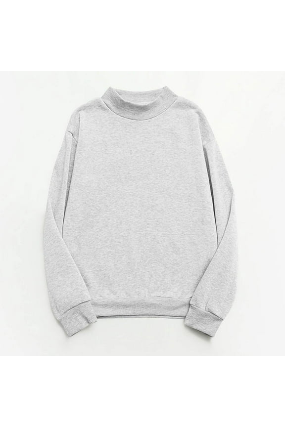 Oversized Sweatshirt for Women Mock Neck Drop Shoulder Long Sleeve Pullover Basic Solid Loose Fit Casual Fall Sweatshirt