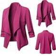 thumbnail image 1 of Meichang Plus Size Blazer Fashion Dressy Solid Pleated Long Sleeve Suit Slim Open Front Lapel Cardigan Jacket Work Office Jacket, 1 of 6