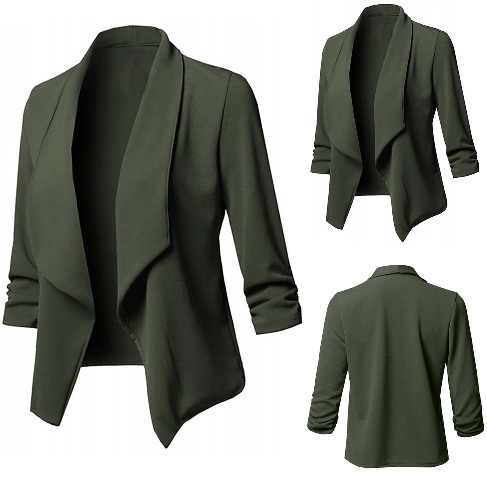 Meichang Plus Size Blazer for Women Pleated Long Sleeve Suit Elegant ...