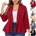 thumbnail image 1 of Meichang Plus Size Blazers for Women Business Casual Open Front Ruffled 3/4 Sleeve Cardigan Lightweight Collar Work Office Dressy Jacket Suits, 1 of 9