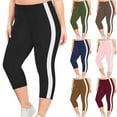 thumbnail image 1 of Meichang Plus Size Capri Leggings for Women Elastic High Waist Tummy Control Workout Yoga Pants Side Striped Print Capris Slim Fit Athletic Leggings, 1 of 6