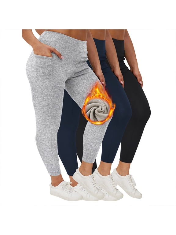 Plus Size Fleece Lined Leggings Women Petite Thermal Warm Winter Tights High Waisted Stretchy Yoga Pants Tummy Control Workout Leggings