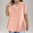 thumbnail image 1 of Meichang Plus Size Tops for Kids Girls Notch V Neck Short Sleeve Tops Basic Summer T Shirts Solid Loose Fit Tunic Tops 2025 Fashion, 1 of 7