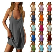 MEICHANG Tennis Dresses for Women with Built in Shorts Sleeveless V Neck Workout Dresses Solid Criss Back Golf Dresses with Pockets Purple XL