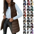 thumbnail image 1 of Meichang Puffer Vest Women Winter Warm Long Sleeveless Quilted Jackets with Detachable Hooded Stand Collar Zip Up Puffer Coat Down Vest with Pockets, 1 of 10