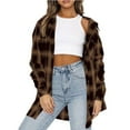 thumbnail image 1 of Meichang Shacket for Women Fall Loose Long Plaid Jacket Casual Lapel Button Down Coat Long Sleeve Shacket with Pocket, 1 of 8
