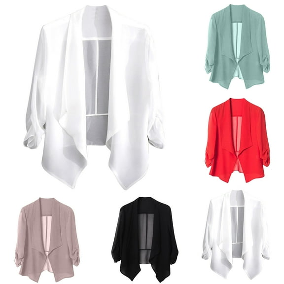 Meichang Sheer Cardigan for Women Long Sleeve Drape Front Open Chiffon Cardigan Fall Loose Fit Kimono Cover Up Tops