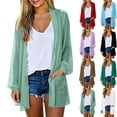 thumbnail image 1 of Meichang Sheer Cardigans for Women Summer Light Weight Long Sleeve Kimono Cardigan Open Front Chiffon Cover Ups Casual Resort Wear with Pockets, 1 of 7