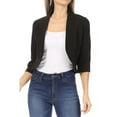 thumbnail image 1 of Meichang Short Blazers for Women 3/10 Sleeve Casual Slim Crop Cardigan Solid Jacket Open Front Lightweight Work Office Suit Plus Size, 1 of 9