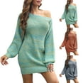 thumbnail image 1 of Meichang Off Shoulder Sweater Dress for Women Fall Winter Casual Lantern Long Sleeve Short Knit Dress Cocktail Party Wedding Guest Pullover Mini Dresses, 1 of 6