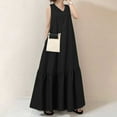 thumbnail image 1 of Meichang Sleeveless Long Maxi Dresses for Women Summer V Neck Cotton Linen Sundresses Swing Loose Fit Ruffle Hem Long Dress Women Summer Dresses, 1 of 8