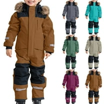Meichang Snowsuit Toddler Hooded Waterproof Windproof One Piece Snow Suits Winter Thicken Warm Outdoor Jackets Coats Ski Suits Jumpsuits