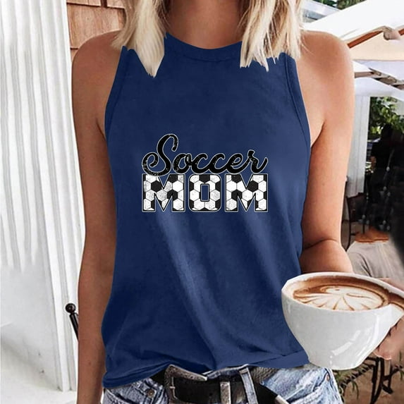 Meichang Soccer Mom Tank Tops for Women High Neck Tank Top Sleeveless Soccer Game Day Shirts Funny Mothers Day Tank Tops