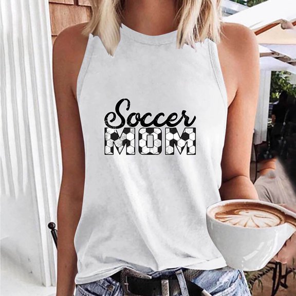 Meichang Soccer Mom Tank Tops for Women High Neck Tank Top Sleeveless Soccer Game Day Shirts Funny Mothers Day Tank Tops