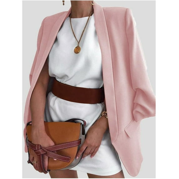 Meichang Solid Lapel Blazer Jacket for Women Dressy Long Sleeve Blazers Loose Casual Open Front Blazer Jackets Business Office Jacket
