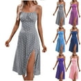 thumbnail image 1 of Meichang Spaghetti Strap Dresses for Women Summer Polka Dot Midi Dress Sleeveless Side Slit A Line Long Flowy Beach Sundress Corset Dress, 1 of 10