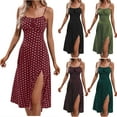 thumbnail image 1 of Meichang Spaghetti Strap Dresses for Women Summer Polka Dot Midi Dress Sleeveless Side Slit A Line Long Flowy Beach Sundress Corset Dress, 1 of 7