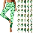thumbnail image 1 of Meichang St. Patrick's Day Gym Leggings for Women High Waist Shamrock Print Green Tights Stretchy Running Yoga Leggings, 1 of 10