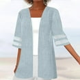thumbnail image 1 of Meichang Summer Cardigans for Women 3/4 Sleeve Mesh Patchwork Kimono Cardigans Solid Lightweight Open Front Cardigans Plus Size Loose Beach Wear Cover Ups, 1 of 5