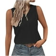 thumbnail image 1 of Meichang Summer Tank Tops for Women Eyelet T Shirts Solid V Neck Sleeveless Shirts with Buttons Casual Tanks Shirts Business Work Vest Tops Black XL, 1 of 5