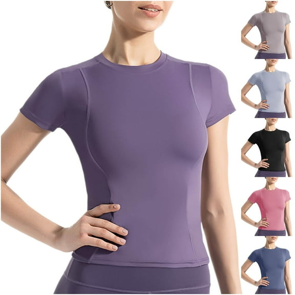 Meichang Sun Shirt Women UPF 50  Slim Fit Short Sleeve T-Shirt Casual Crew Neck Rash Guard Sun Protection Shirt Summer Workout Swim Sun Shirts