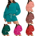 thumbnail image 1 of Meichang Sweat Sets for Women 2 Piece Outfits Sweatsuit Oversized Crew Neck Sweatshirt and Short Set Lounge Wear Tracksuit Set, 1 of 7