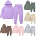 thumbnail image 1 of Meichang Teen Girl Fall Winter Outfit Solid Color Long Sleeve Hoodie Sweatshirt and Sweatpants Set Kids Girls Sweatsuit Sets, 1 of 10