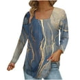 thumbnail image 1 of Meichang Tops for Women Dressy Casual Fall Casual Long Sleeve Marble Print Tunics Square Neck Pleated Loose Fit Shirts, 1 of 4