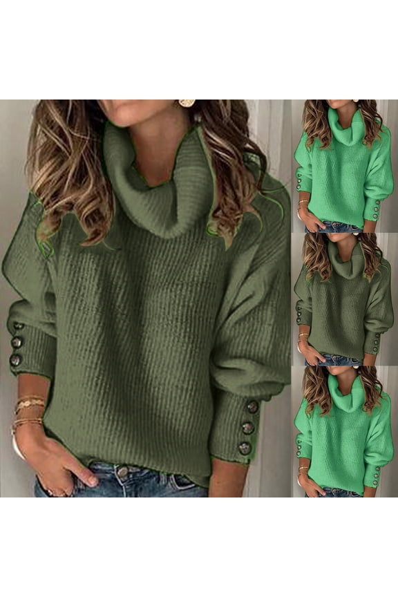 Meichang Turtleneck Sweater Women Plus Size Chunky Pullover Sweaters Cowl Neck Long Sleeve Winter Slouchy Loose Knit Sweaters Pullover Jumpers Tops