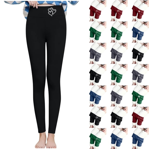 Meichang Valentine's Day Fleece Lined Leggings Winter Warm Thick Tights Thermal Valentine's Day Pants Tummy Control Stretchy Cold Weather Clothes