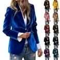 thumbnail image 1 of Meichang Velvet Blazer for Women Business Casual Suit Jackets Long Sleeve Lapel One Button Velvet Blazers Work Office Coats Dressy Jacket, 1 of 5