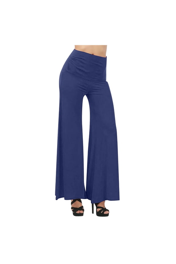 Wide Leg Palazzo Pants for Women Casual Soft High Waist Lounge Pants Loose Comfy Stretchy Trousers Yoga Gym Flare Pants Summer