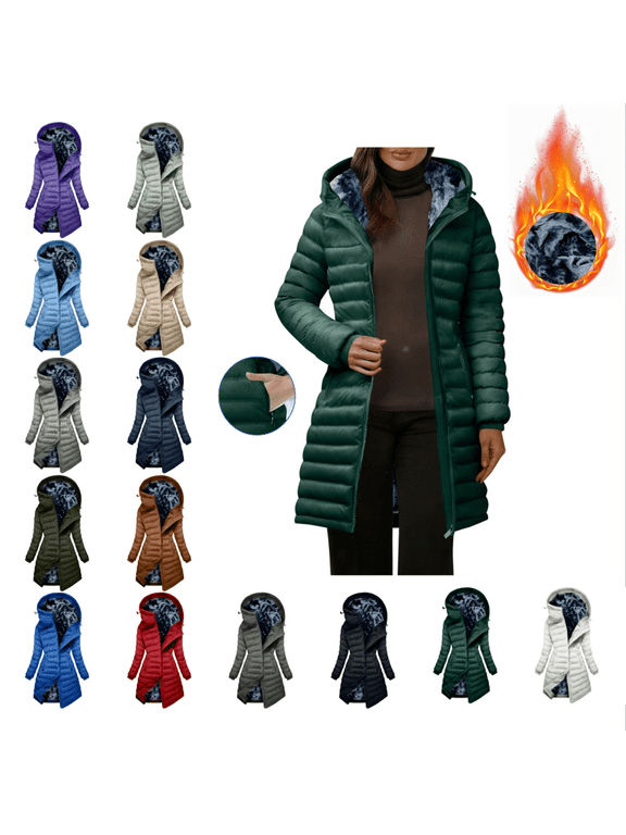 Winter Coats for Women Petite Sherpa Fleece Lined Warm Puffer Jackets with Hood Thickened Windproof Outerwear Full Zip Padded Jacket with Pockets