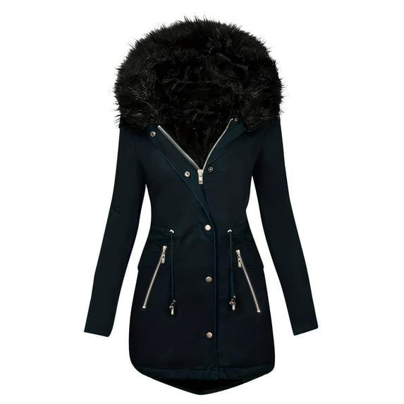 Meichang Winter Coats for Women Hooded Warm Winter Overcoat with Faux Fur Lined Winter Parka Jacket Thick Petite Parkas Outerwear Jacket for Women