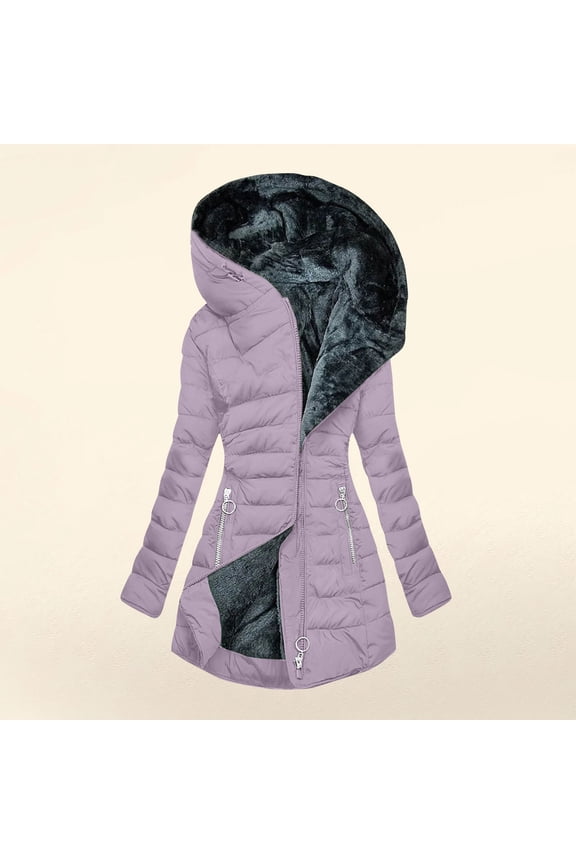 Winter Coats for Women with Hood Fleece Lined Thicken Puffer Coat Plus Size Sherpa Warm Jackets Trendy Zip Up Pockets Outerwear