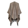 thumbnail image 1 of Meichang Women Boho Plaid Print Poncho Pashmina Loose Shawl Wrap Cape Sweater Casual Knitting Cardigan with Tassel Fall, 1 of 4