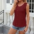 thumbnail image 1 of Meichang Women Button Down Tank Tops Sleeveless Tie Knot Shoulder Scoop Neck Shirts Casual Solid Color Eyelet Embroidery Tank Tops Dressy Casual Blouses Wine XL, 1 of 7