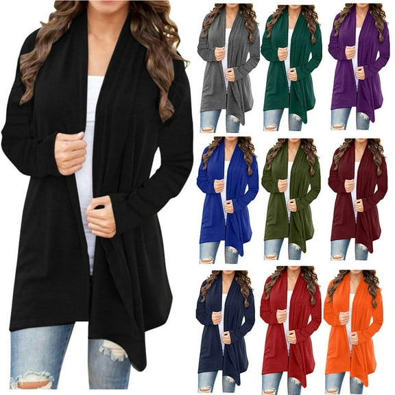 Meichang Women Cardigans Lightweight Open Front Cardigan Casual Solid Long Sleeve Light Weight Cardigans Loose Fit Fall Outwear Coat