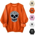 thumbnail image 1 of Meichang Women Halloween Skull Sweatshirts Oversized Sweatshirt Crew Neck Long Sleeve Fall Pullover Tops Black Cat Halloween Sweater, 1 of 5