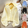 thumbnail image 1 of Meichang Women Hooded Button Front Knit Cardigan Top Drawstring Long Sleeve Loose Soft Knit Sweater Cute Preppy Cardigan Sweaters Black L, 1 of 7